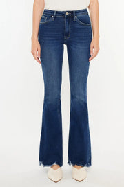 Kancan Cat's Whiskers Raw Hem Flare Jeans Trendsi