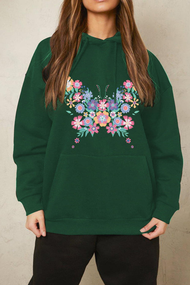 Simply Love Simply Love Full Size Floral Butterfly Graphic Hoodie - Fashionmj