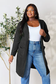 Basic Bae Full Size Hooded Sweater Cardigan - Fashionmj