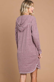 Culture Code Full Size Hooded Long Sleeve Sweater Dress - Fashionmj