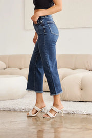 RFM Full Size Tummy Control High Waist Raw Hem Jeans - Fashionmj