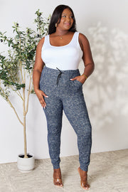 LOVEIT Heathered Drawstring Leggings with Pockets - Fashionmj