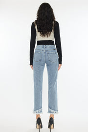 Kancan Raw Hem High Rise Straight Jeans