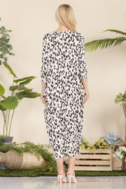 Celeste Full Size Leopard Contrast Dress with Pockets - Fashionmj