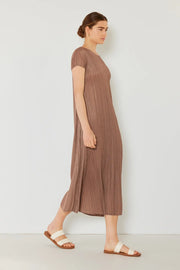 Marina West Swim Pleated Cap Sleeve A-Line Dress Trendsi