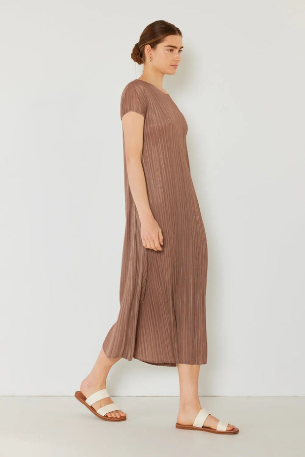 Marina West Swim Pleated Cap Sleeve A-Line Dress Trendsi