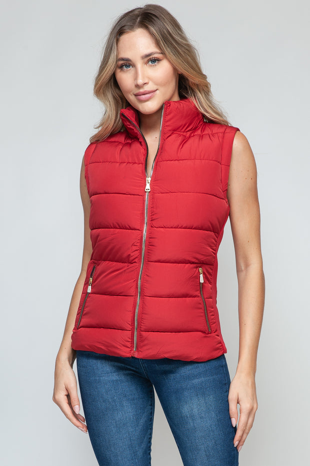 Snobbish Zip Up Turtleneck Vest with Pockets - Fashionmj