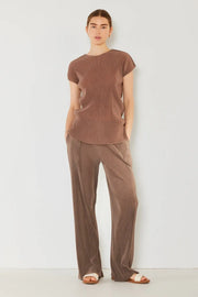 Marina West Swim Rib Pleated Elastic-Waist Wide Leg Pants Trendsi