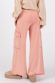 SAGE + FIG Knit Terry Mineral Wash Wide Leg Pants - Fashionmj