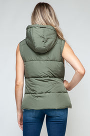 Snobbish Snap and Zip Closure Hooded Vest - Fashionmj