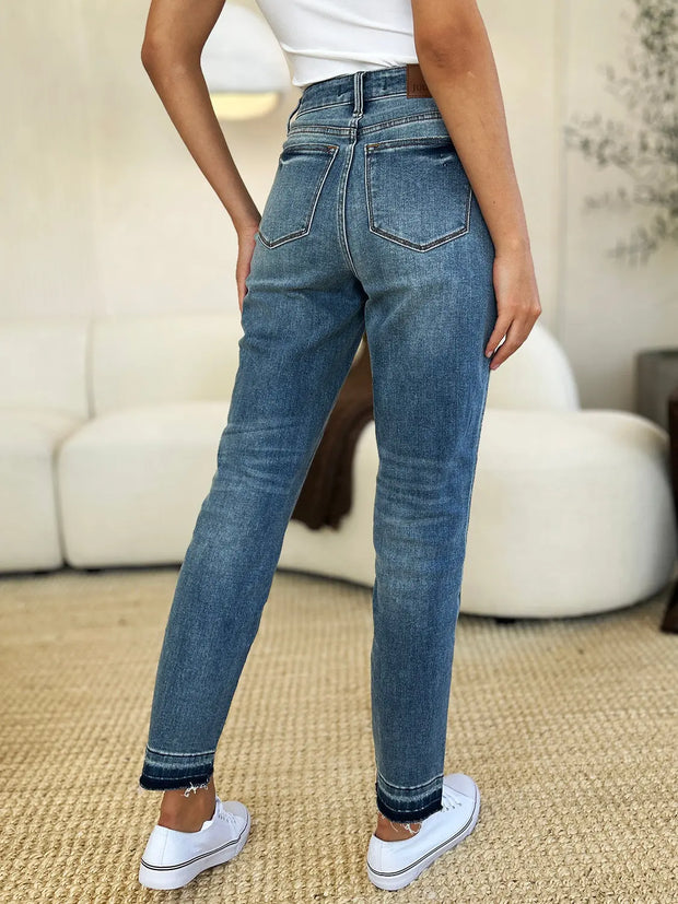 Judy Blue Full Size Mid Rise Rigid Magic Release Hem Jeans - Fashionmj