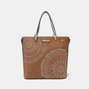 Nicole Lee USA Metallic Stitching Embroidery Inlaid Rhinestone Tote Bag - Fashionmj