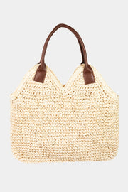 Fame Straw Braided Faux Leather Strap Shoulder Bag - Fashionmj