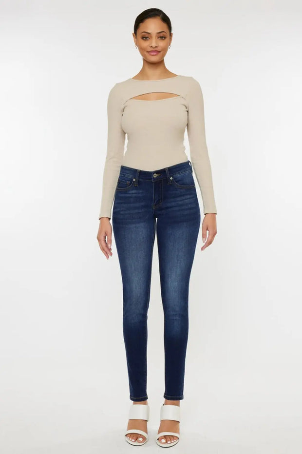 Kancan Mid Rise Gradient Skinny Jeans Trendsi