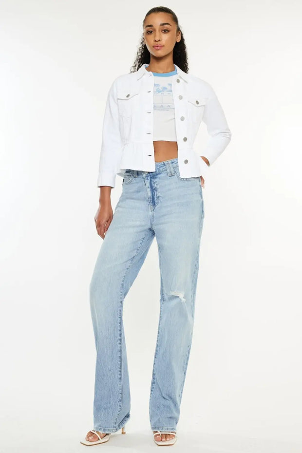 Kancan Distressed High Waist Straight Jeans - Fashionmj