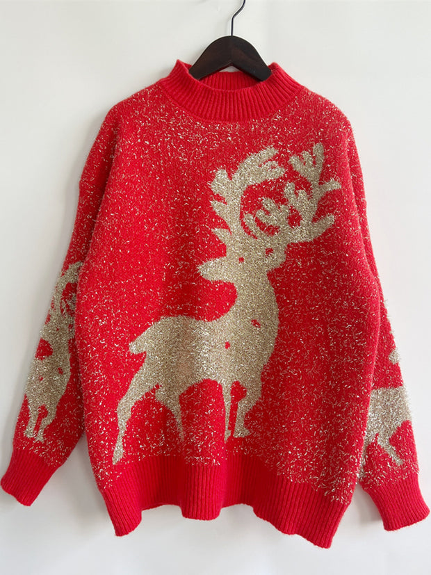 Christmas Element Round Neck Sweater - Fashionmj