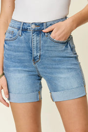 Judy Blue Full Size Tummy Control High Waist Denim Shorts - Fashionmj