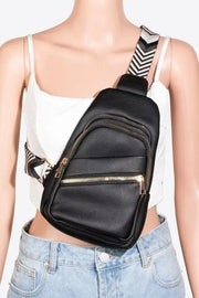 Fame PU Leather Chevron Strap Crossbody Bag Trendsi