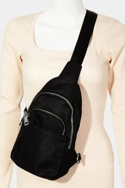 Fame Solid Color Nylon Sling Bag Trendsi