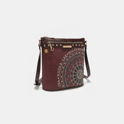 Nicole Lee USA Metallic Stitching Embroidery Inlaid Rhinestone Crossbody Bag - Fashionmj