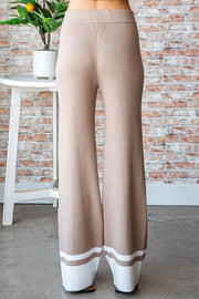 First Love Contrast Ribbed Knit Pants - Fashionmj