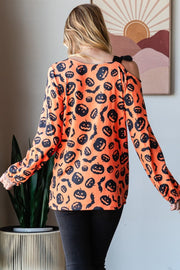 Heimish Pumpkin Print One Shoulder T-Shirt - Fashionmj