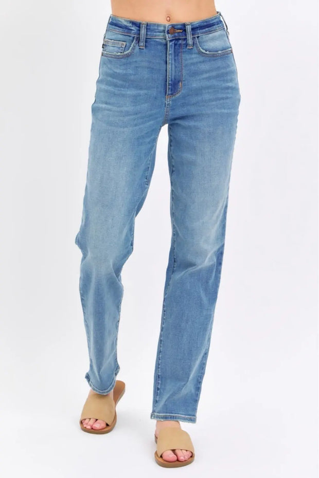 Judy Blue Full Size High Waist Straight Jeans - Fashionmj