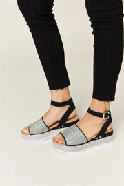 Forever Link Rhinestone Buckle Strappy Wedge Sandals - Fashionmj