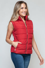 Snobbish Zip Up Turtleneck Vest with Pockets - Fashionmj