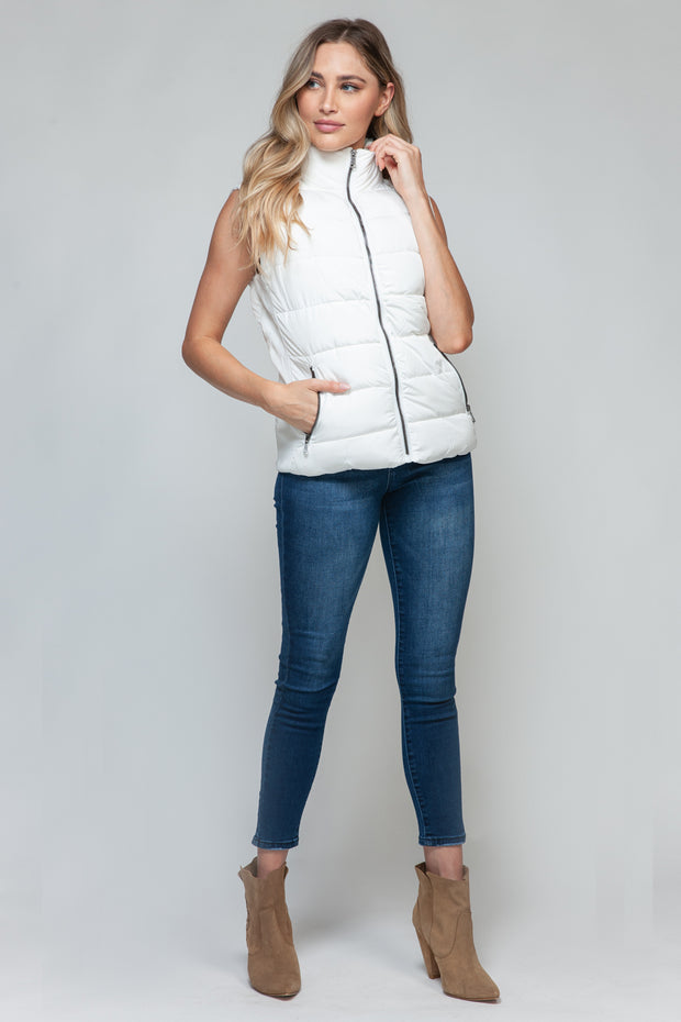 Snobbish Zip Up Turtleneck Vest with Pockets - Fashionmj