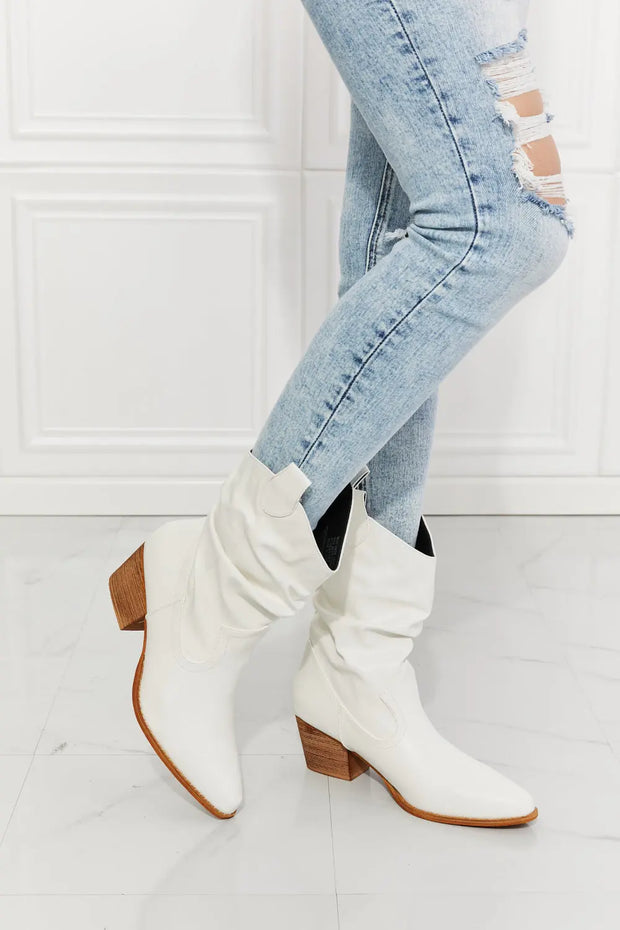 MMShoes Better in Texas Scrunch Cowboy Boots in White - Fashionmj