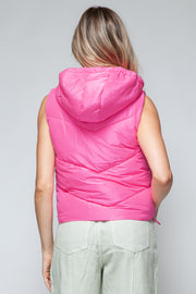 Snobbish Zip Up Quilted Hooded Vest - Fashionmj