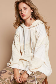 POL Exposed Seam Hooded Knit Top - Fashionmj