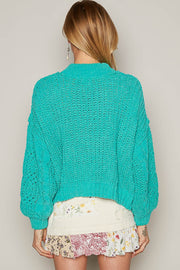 POL Mock Neck Cable Knit Sweater - Fashionmj