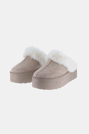 Weeboo Thick Bottom Fur Trim Snow Slippers - Fashionmj