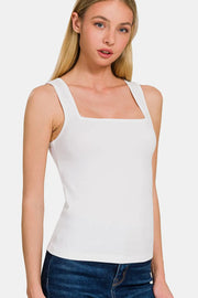 Zenana Square Neck Cropped Tank - Fashionmj