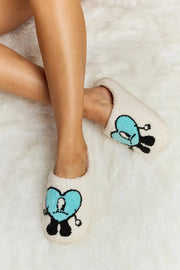 Melody Love Heart Print Plush Slippers - Fashionmj