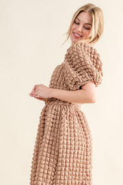 And The Why Full Size Square Neck Puff Sleeve Dress - Fashionmj