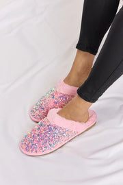 Forever Link Sequin Plush Round Toe Slippers - Fashionmj