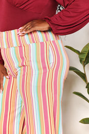 Double Take Striped Smocked Waist Pants with Pockets - Fashionmj