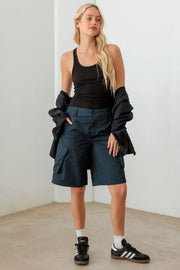 Tasha Apparel Navy Cargo Bermuda Shorts - Fashionmj