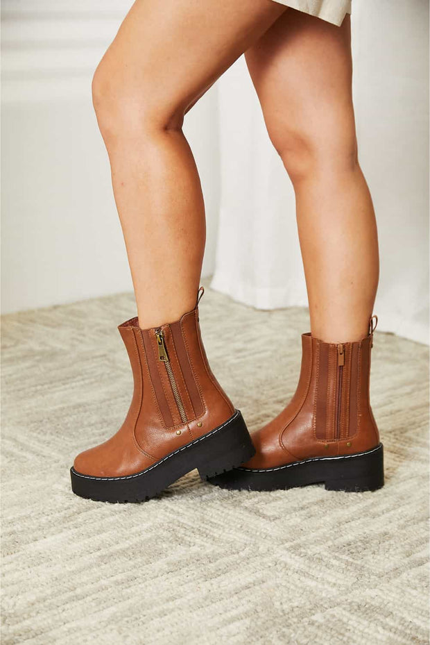 Forever Link Side Zip Platform Boots - Fashionmj