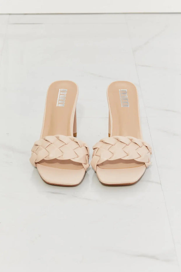 MMShoes Top of the World Braided Block Heel Sandals in Beige - Fashionmj