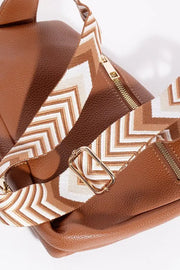 Fame PU Leather Chevron Strap Crossbody Bag Trendsi