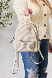 SHOMICO PU Leather Woven Backpack - Fashionmj