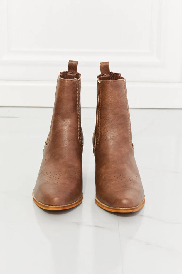 MMShoes Love the Journey Stacked Heel Chelsea Boot in Chestnut - Fashionmj