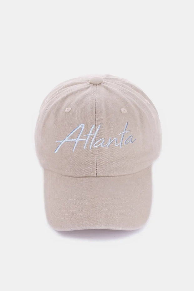 Zenana Washed ATLANTA Embroidered Baseball Cap - Fashionmj