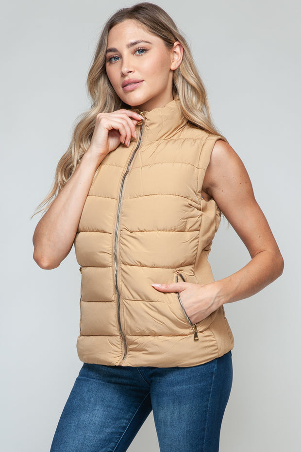 Snobbish Zip Up Turtleneck Vest with Pockets - Fashionmj