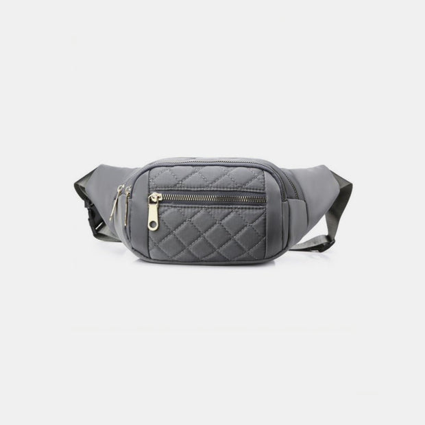 Zenana Quilted Multi Pocket Waist Belt Bag - Fashionmj