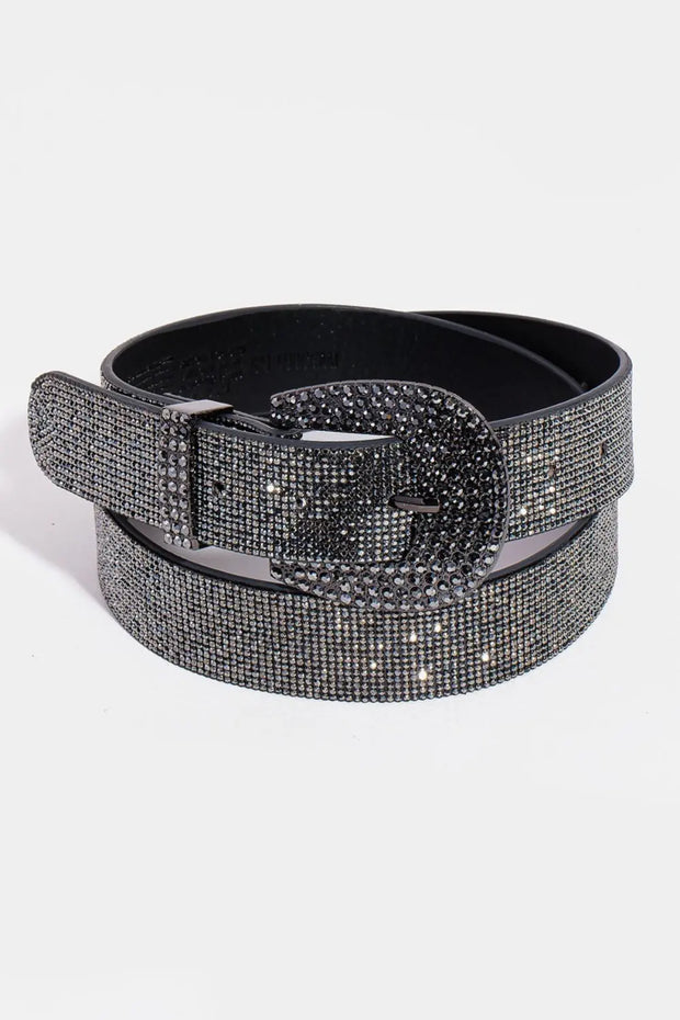 Fame Rhinestone Embellished Belt - Fashionmj